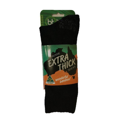 Extra Thick Black Bamboo Socks - Australian Made - The Hippie House