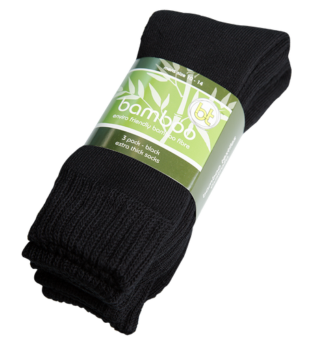 Extra Thick Black Bamboo Socks - 3 Pack - The Hippie House