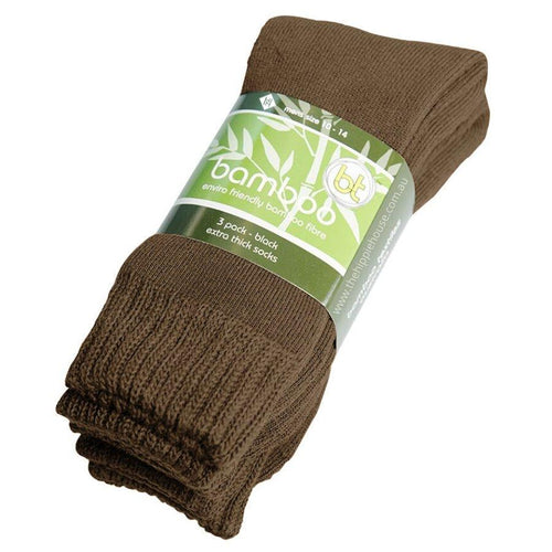 Extra Thick Brown Bamboo Socks - 3 Pack - The Hippie House