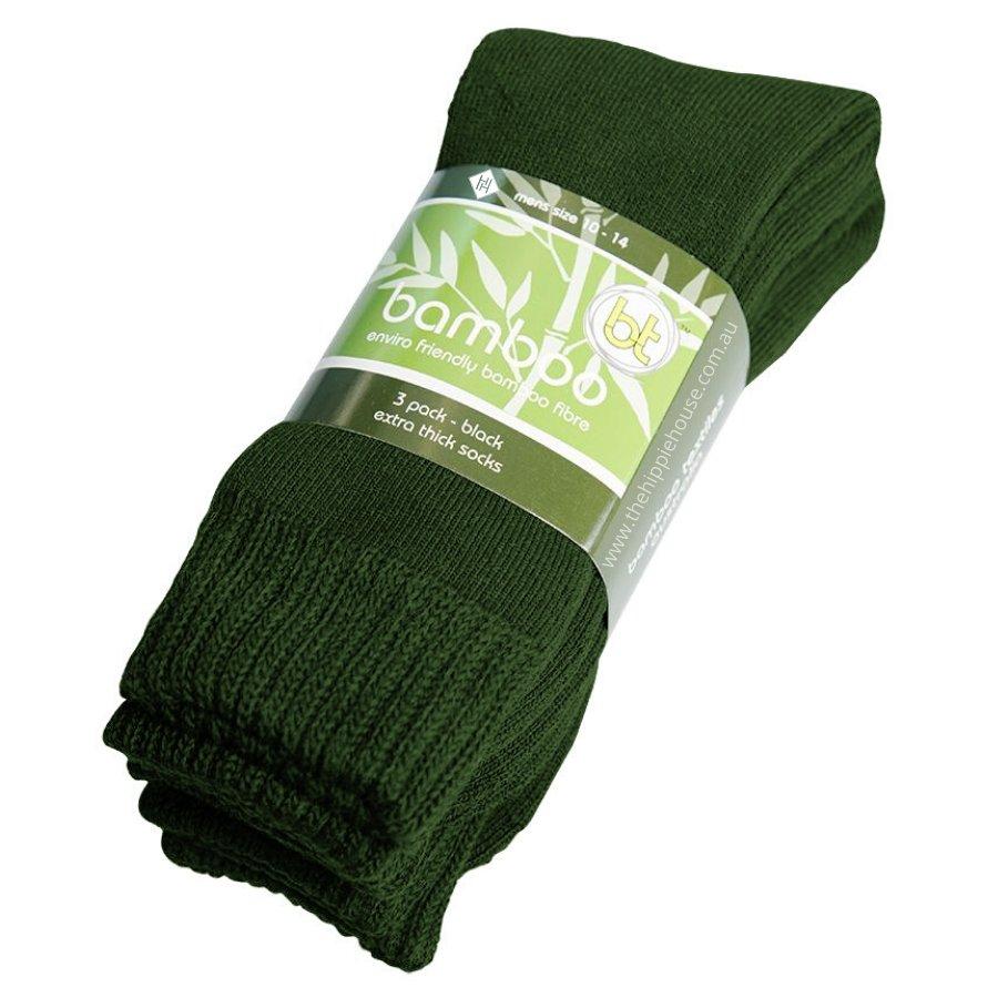 Extra Thick Green Bamboo Socks - 3 Pack - The Hippie House