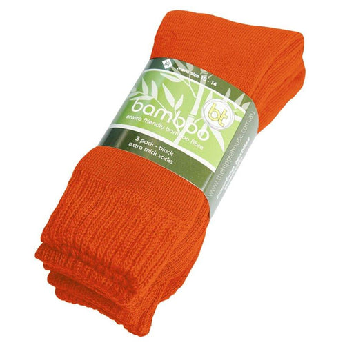 Extra Thick Orange Bamboo Socks - 3 Pack - The Hippie House