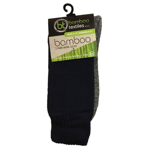 Navy Bamboo Work Socks With Charcoal Sole - 2 Pack - The Hippie House