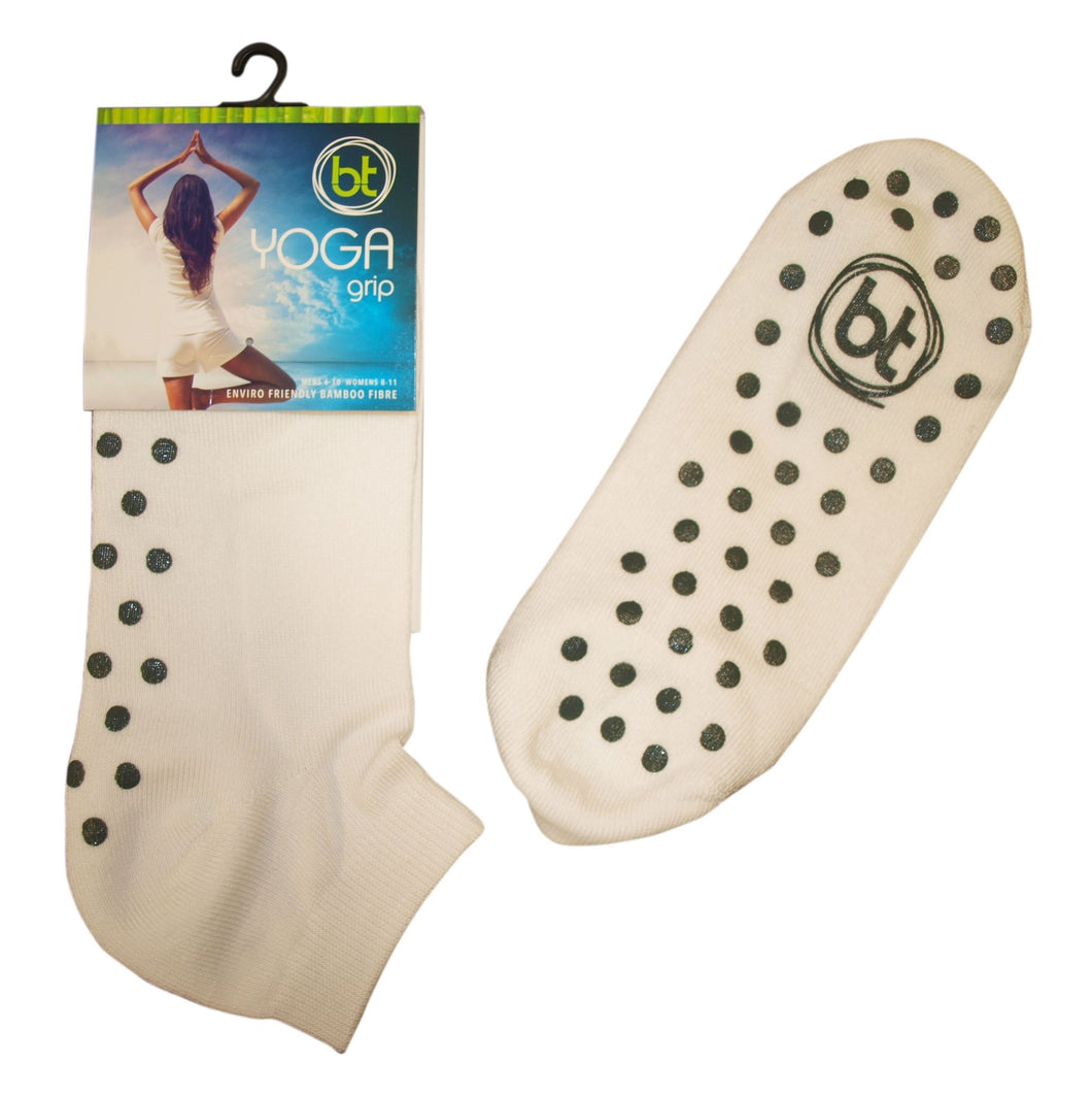 White Bamboo Yoga Grip Socks - The Hippie House